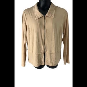 Truth + Style Cropped Matte Jersey Zip Front Jacket Tan - Regular